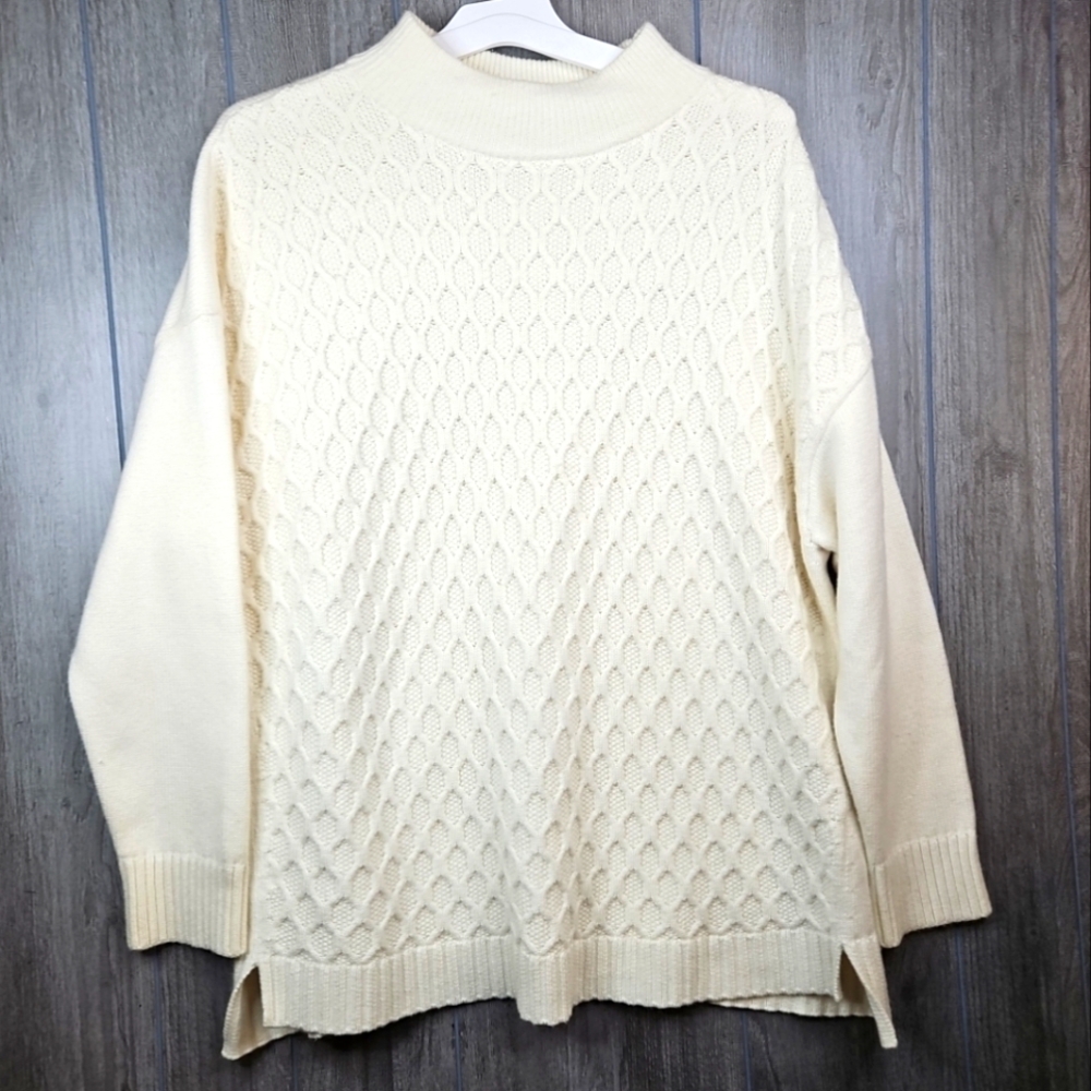 🛍 Talbot Plus Men's  Knit Sweater  Long Sleeves Chunky Cream Crew Neck Size 2X